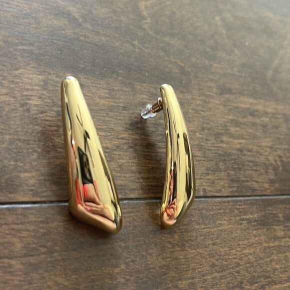 Gold Dangle Statement Geometric Long Triangle Exaggerated Earrings - Picture 5 of 9